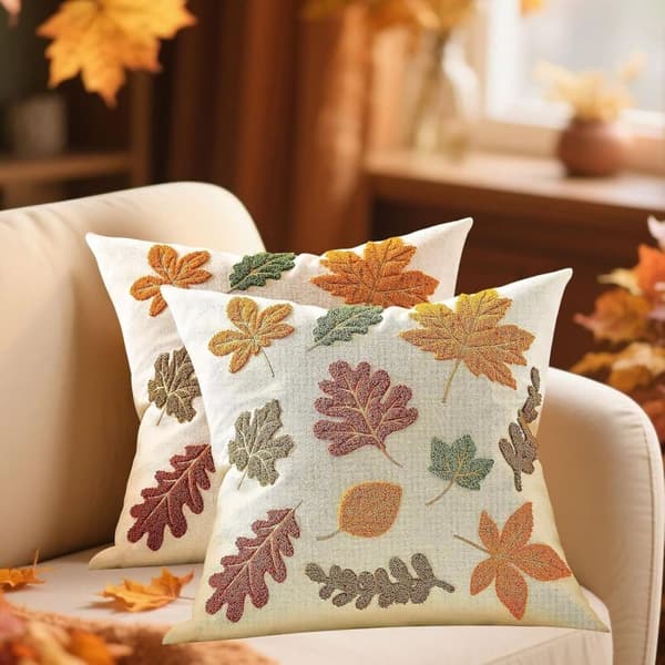 Dekorative efterårspudebetræk 45x45 cm 1/2/3-pak sofa stue ahornblad græskar_AF A-2stk A-2st