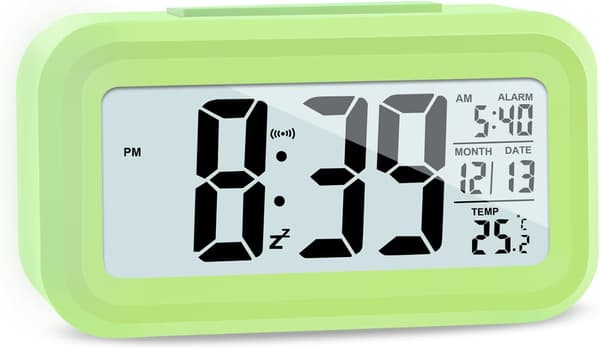 (Grön) LCD Digital Väckarklocka, Smart Digital Väckarklocka med T