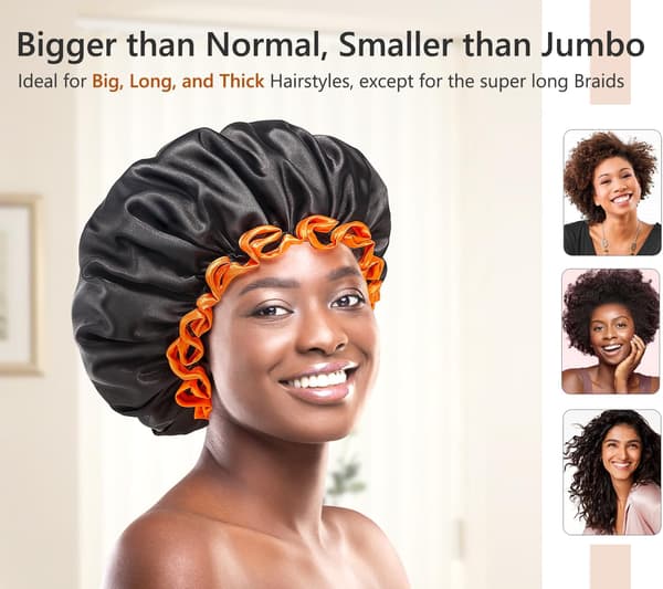 Large black shower cap with long thick braids for men and women