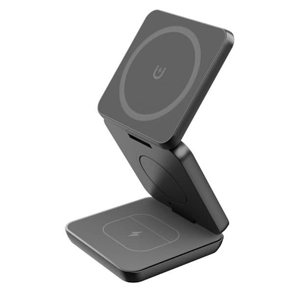 3-i-1 Magnetic Wireless Charging Stand Foldable Mobile Phone Holder Wireless Fast Charging Compatible with Apple Wireless Charger White