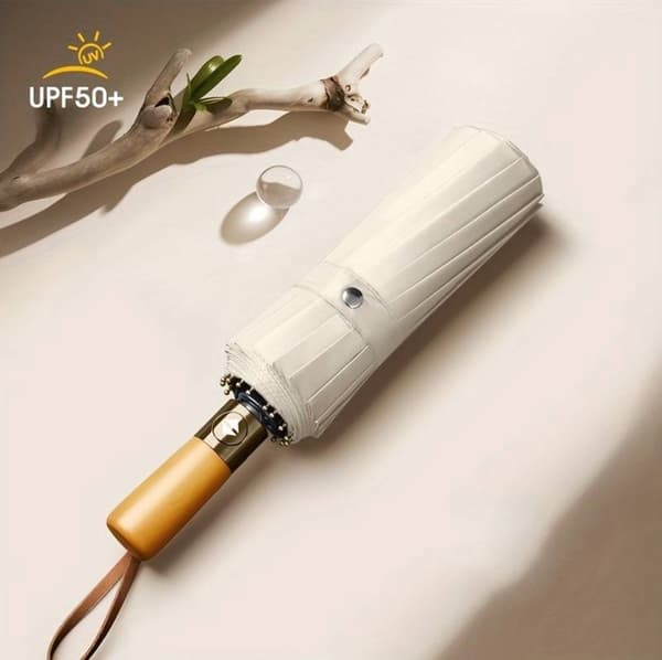Storm Umbrella Foldable Compact With UPF 50 Sun Protection For Travel Commuting Black 108 Cm Diameter