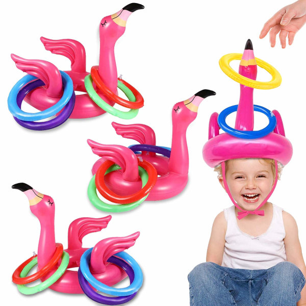 Flamingo Pool Toys Ring Game, Flamingo Luau Party Dekorationer Hawaii Strand Legetøj Party Spil Festartikler Børn Voksne Familie