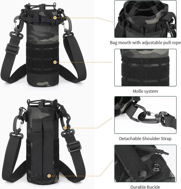 Tactical Molle Water Bottle Pouch, Military Backpack Pockets_OF