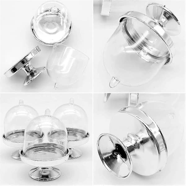 12 st Mini Cake Stand with Dome Lid, Plastic Muffin Candy Chocolate Macaron Holder Stand for Party