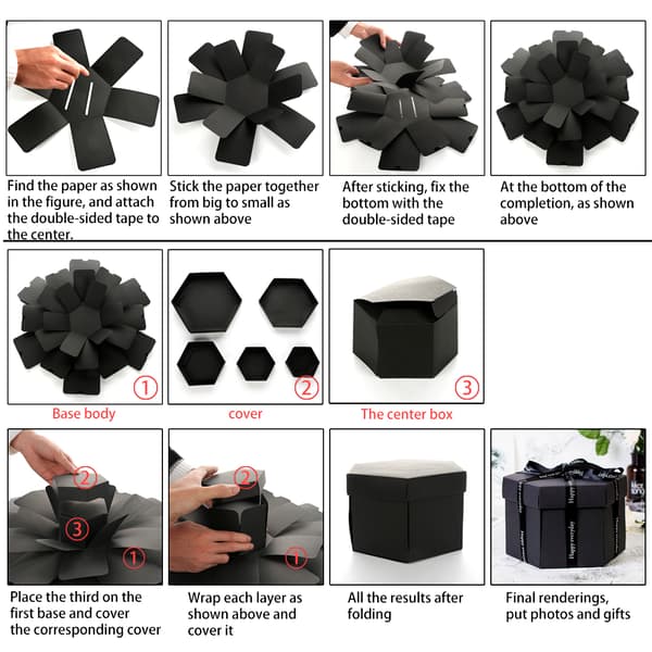 Explosion Box with Large Capacity Practical Stylish Black Explosion Gift Box for Engagement