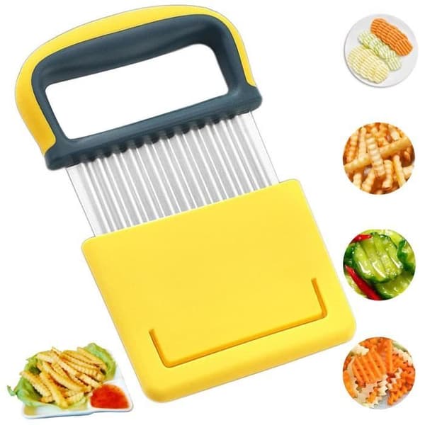 Pommes frites-kutter, manuell potetkutter, bølget blad, potetkutter, potetstrimler
