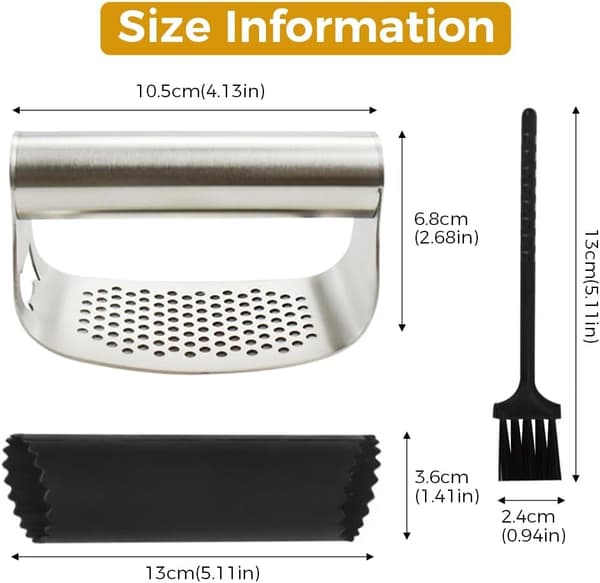 Hvidløgspresser i Rustfrit Stål – Ergonomisk, Effektiv & Holdbar Sort Svart one size