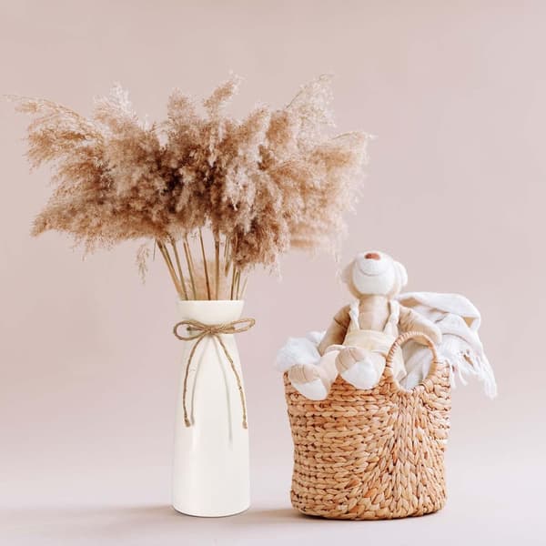 Ceramic Vase, Tall White Vase, Modern Table Vase Decorative