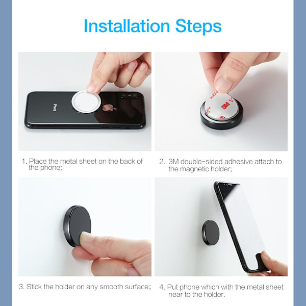 Mobilholder / Bilholder / Magnetisk Holder Mobil Bil Universal Sort Black Svart