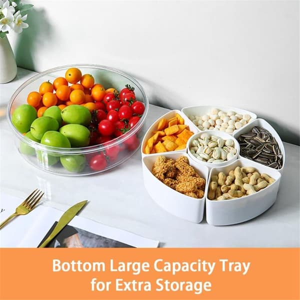 Vegetable Tray with Lid - 6 Compartment Divided Snack Box for Party Serving, Fruit, Snacks