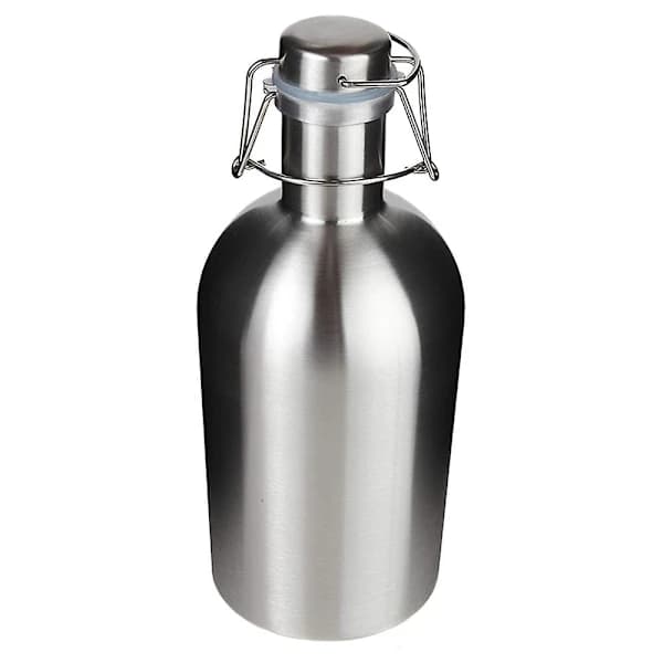 Growler i rostfritt stål 64 oz, silver, flip-top, 28 x 11 cm