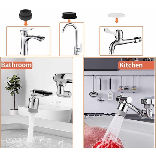 Forlengelseskran – Svingbar 1080° | Multifunksjonell dyse med 2 moduser Aluminium silver