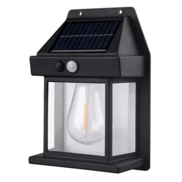 Solcellevegglampe Utendørs med Bevegelsessensor Edison Svart black