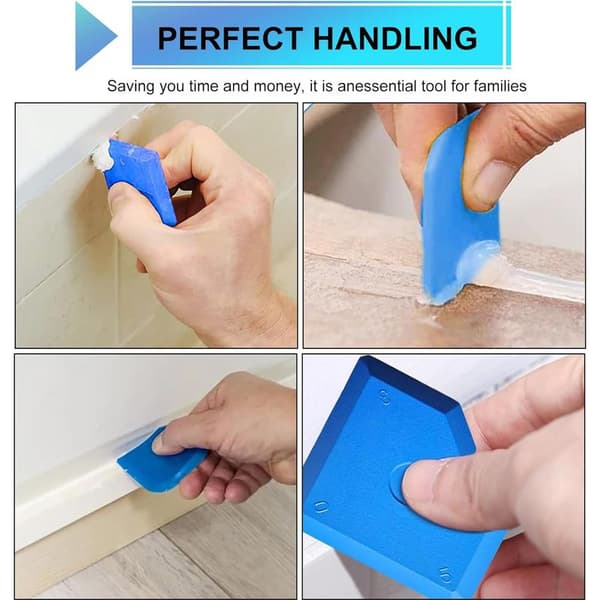 Set of 5 blue silicone caulking tools for kitchen and bathroom joints - Multi-angle silicone applicator