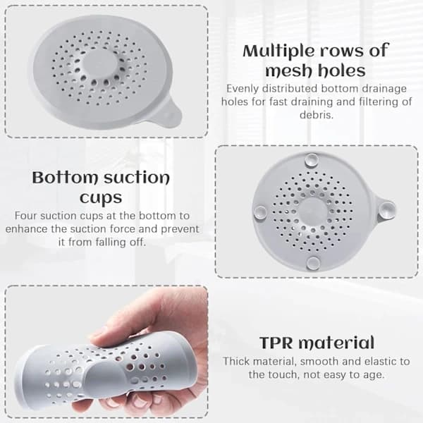 NA/5-pack Silicone Drain Protector with Suction Cup, Sink Strainer, A