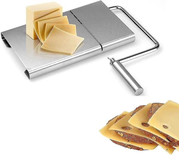 Ostkutter med tråd i rustfritt stål for hard og halvhård ost - Grønnsakskutter - Smørskjære- og serveringsbrett (rustfritt stål) Best