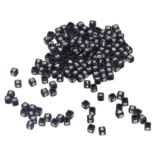 300 pcs Number Beads Cube Acrylic Beads for DIY Jewelry Making