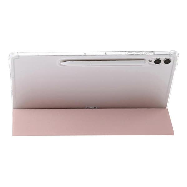 Futteral til Samsung Galaxy Tab S10 Ultra Tri-Fold Stativ Lær+TPU+Akryl Klar Bakside Nettbrettbeskyttelse