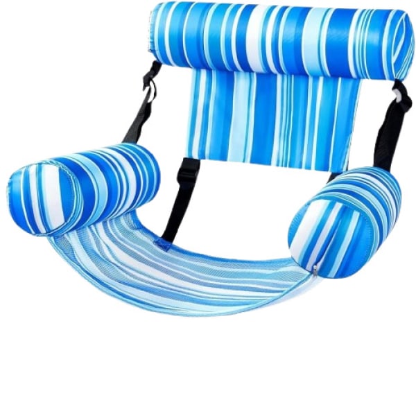 Oppustelig poolstol til voksne, 1 pakke oppustelig poolstol, oppustelig poolstol til voksne, flydende vandstol til poolparty, sommersjov i vandet Stripe blue