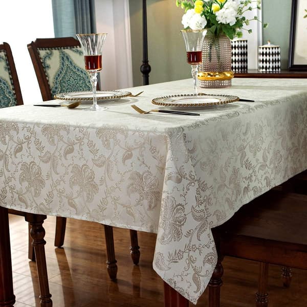 (Sandy, Rektangulær/Lang, 130 x 180 CM (4-6 Pladser)) Jacquard Dug Blomstret Damask Dug Sp