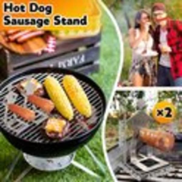 3-delt pølsegrillstativ i rustfrit stål til camping, picnic og havegrillfester