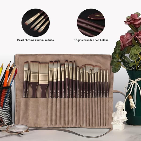 Set med 24 Syntetiska Akrylfärgpenslar Multi Form