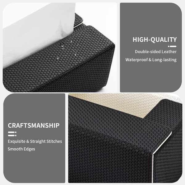 Rectangular PU Leather Tissue Holder, Reversible for Kleenex, Wiper Dispenser for Car, Bathroom, Office, Home Decor