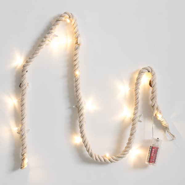 LED Christmas Tree Light String Sea Breeze Shells Cotton Rope Decoration Lantern Bedroom Dining Room Light Beige