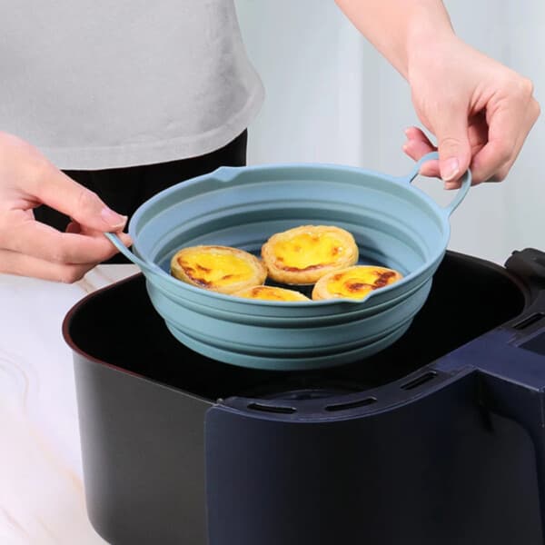 Reusable Foldable Silicone Air Fryer Bowl Red red
