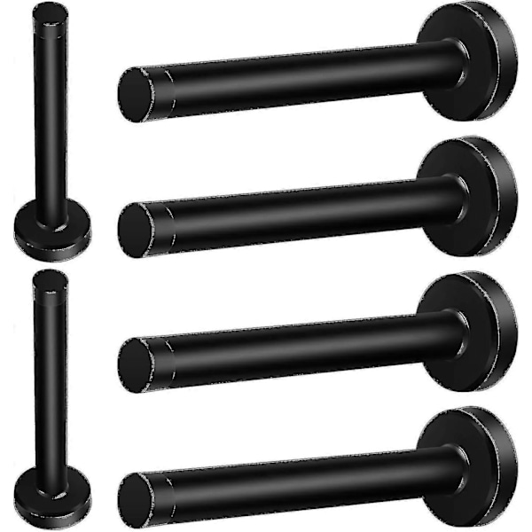 Dørstopper, 15 cm lang dørstopper, veggmontert, kraftig solid svart dørstopper børstet rustfritt stål med myk gummiknott - Perfekt black 6 Inch*6