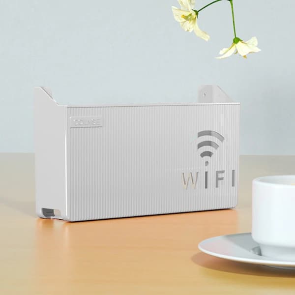 Wireless WiFi Router Shelf Storage Box Wall Mounted ABS Organizer Grey Grey[CO]