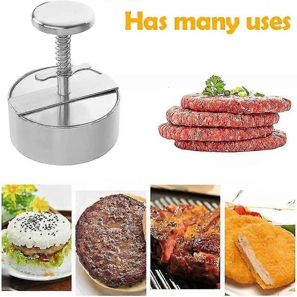 Hamburgerpress, justerbar non-stick hamburgerpress i rostfritt stål, för fester, middagar, grillar, diskmaskinsäker