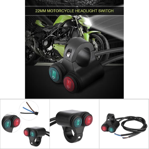 22mm Universal Motorcycle Handlebar Headlight Brake Fog Light Horn Double Button Switch Model D