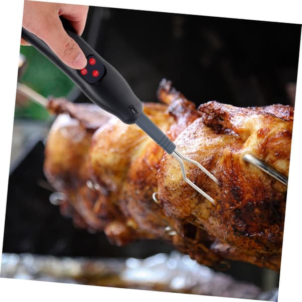 Trådløs kødtermometergaffel, rustfrit stål, digital grilltermometer