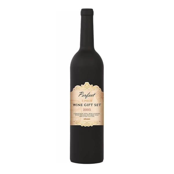 Wine Bottle-Shaped Gift Set: Wine Accessories & Decor Svart black