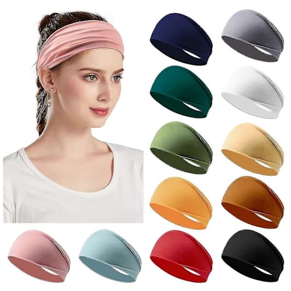12-pack Damhårband Elastiska Hårband Träning Löpning Turban