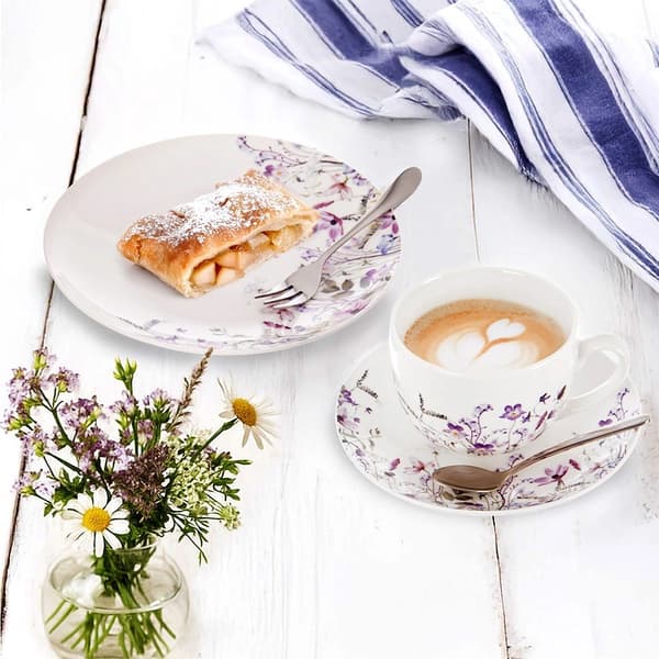 Porcelænskop og underkop, 260 ml, vildblomstdesign