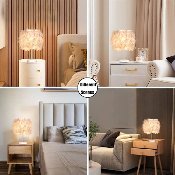 1-pack Feather Table Lamp Bedside Lamp Feather Lamp Table Lamp
