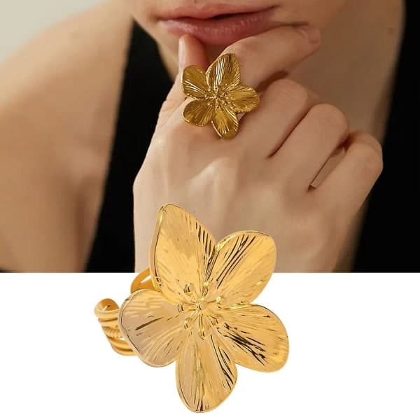 Enkel Blomsteråben Ring Romantisk Fingerbåndsring Mode Justerbare Ringe