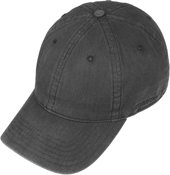 Svart tettsittende solhatt i bomull med brem, lukket bakside, dame/herre, 54-60 cm