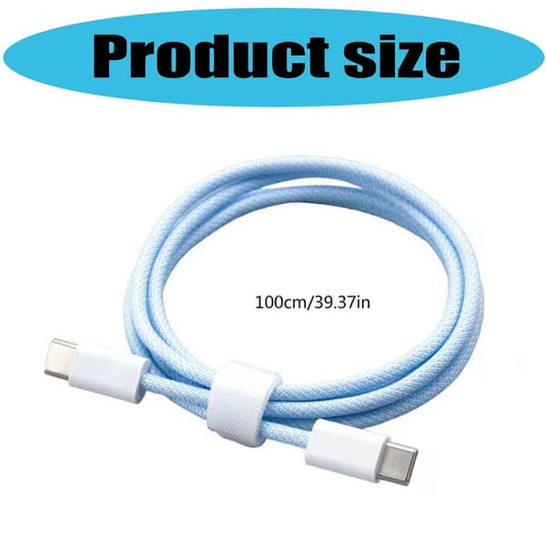 60W Fast Charging Cable USB C To USB C Braided Cord High-Speed Data Sync Cable Suitable For S23/S22/S21+ Smartphone Grey Grey