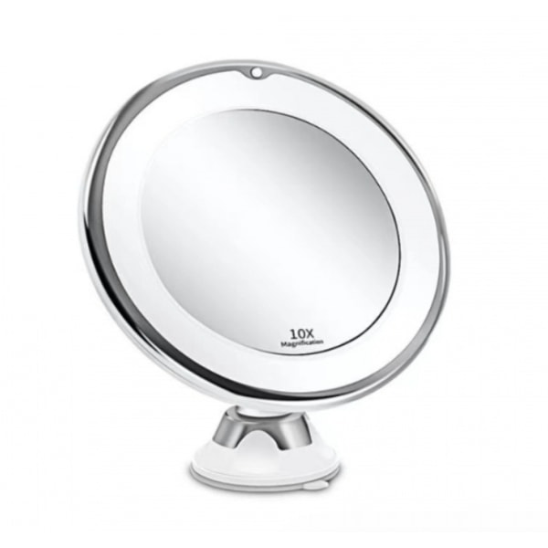 Makeup Spejl med LED Lys 10x Forstørrelse Batteridrevet Skønhedsspejl