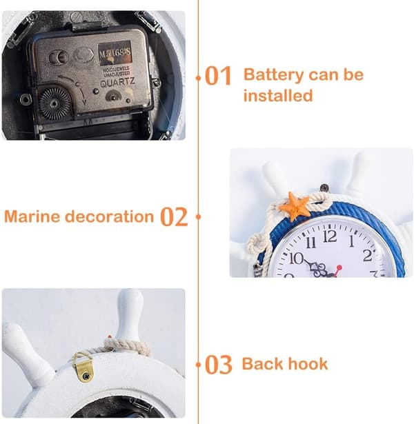 Mediterranean Style Clock with Nautical and Beach Themes