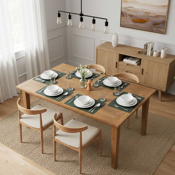Set med bordsunderlägg och underlägg i konstläder, vändbara, 6-pack