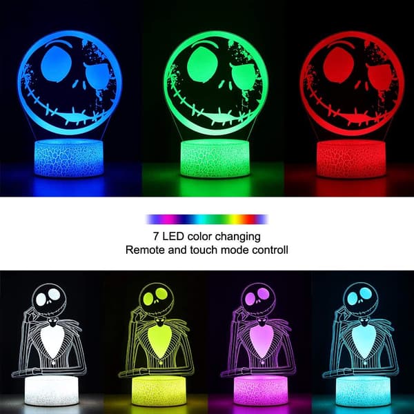 Halloween Town Græskarkonge Jack Skellington 3D Illusion Natlampe, USB Natlampe til Børneværelset