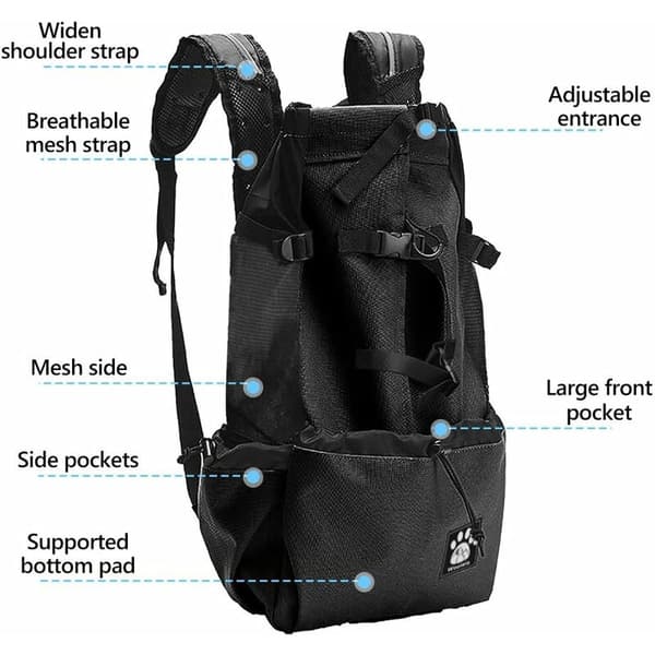 Dog Carrier Backpack with Waterproof Lining, Small Pet Backpack for Hiking, Cycling, Size L: 57 x 12 x 28 cm