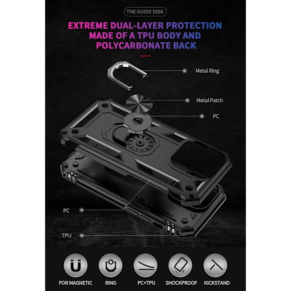 iPhone 14 Pro Max Cover, Ekstrem Beskyttelse Militær Rustning Dobbelt