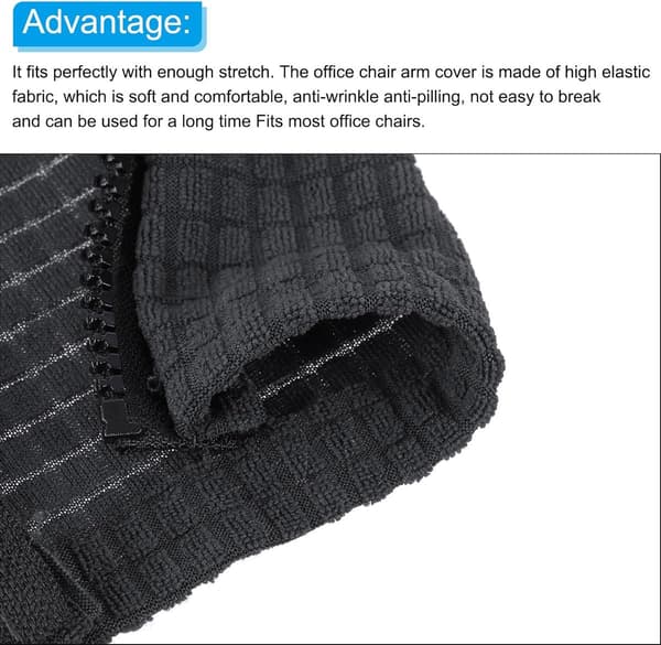 1 Pair Office Chair Armrest Covers - Removable, Elastic, Waterproof - Dust Cover, Armrest Protector - 45*16 cm - Grey