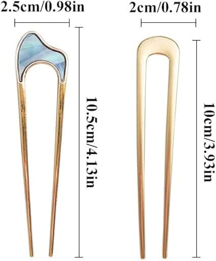 4 stk U-formede hårnåler, franske metallhårnåler for kvinner og jenter E E