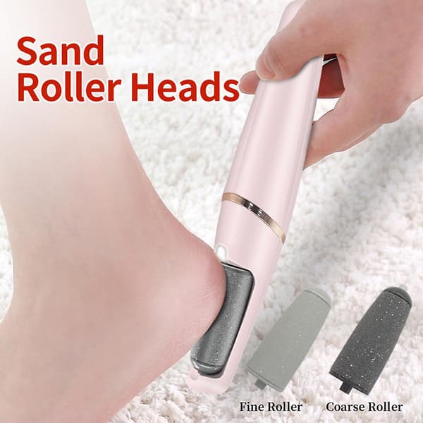 Elektrisk hårdhudsfjerner til fødder, genopladeligt pedikuresæt med LED, 2 ruller, 2 hastigheder